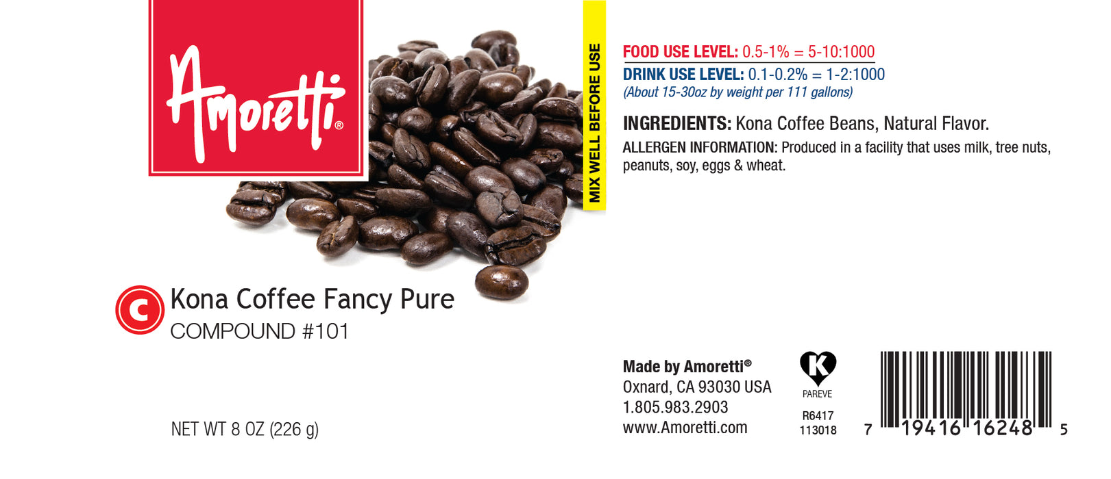 Kona Coffee Fancy Pure for whipped cream and buttercream Compound
