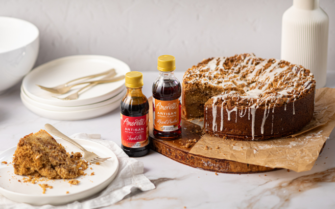 Apple Cinnamon Coffee Cake with Maple Glaze