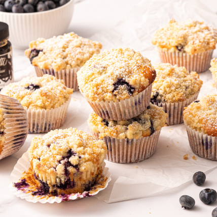 Blueberry Cinnamon Streusel Muffins