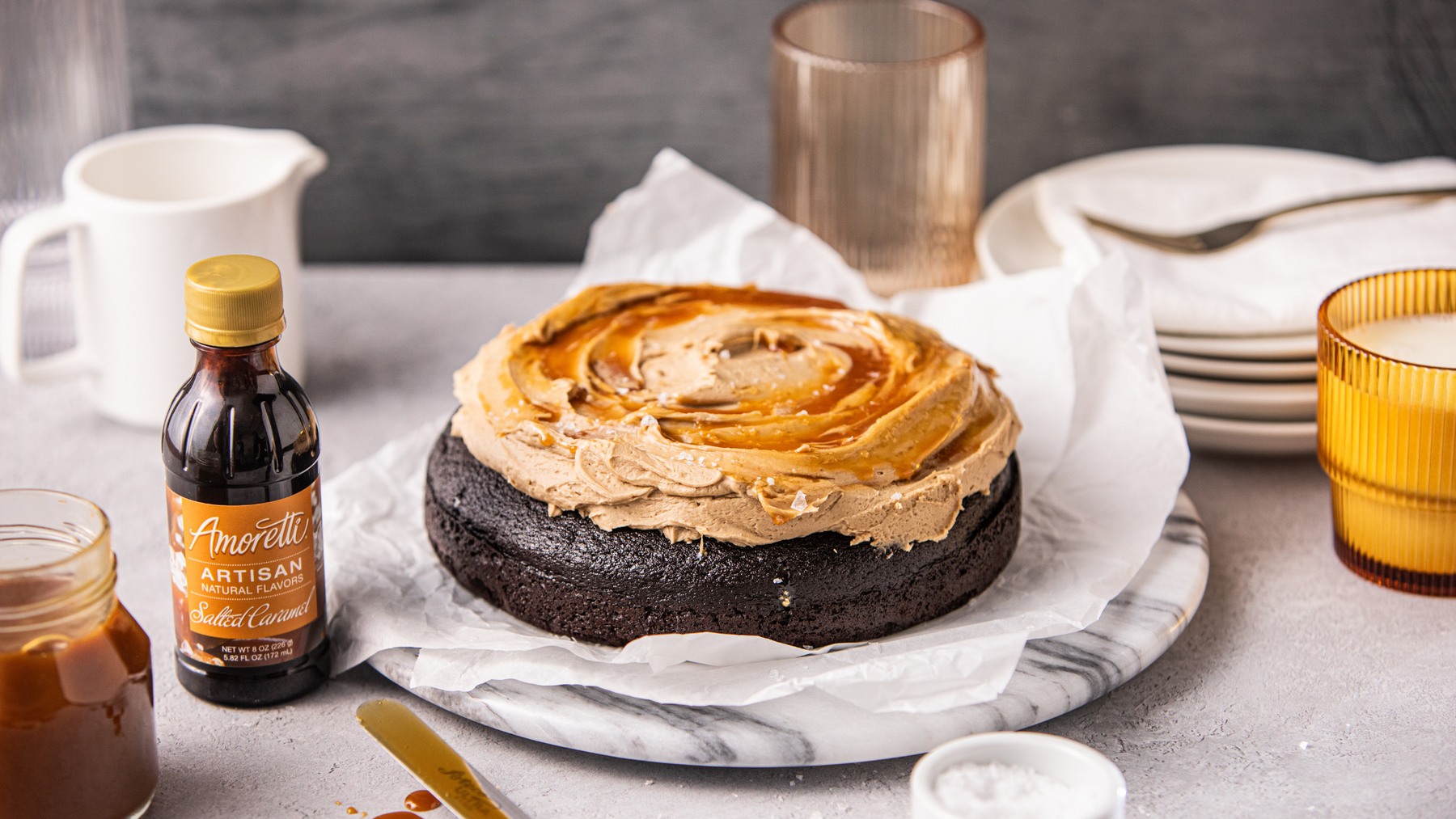 One-Layer Salted Caramel Chocolate Cake