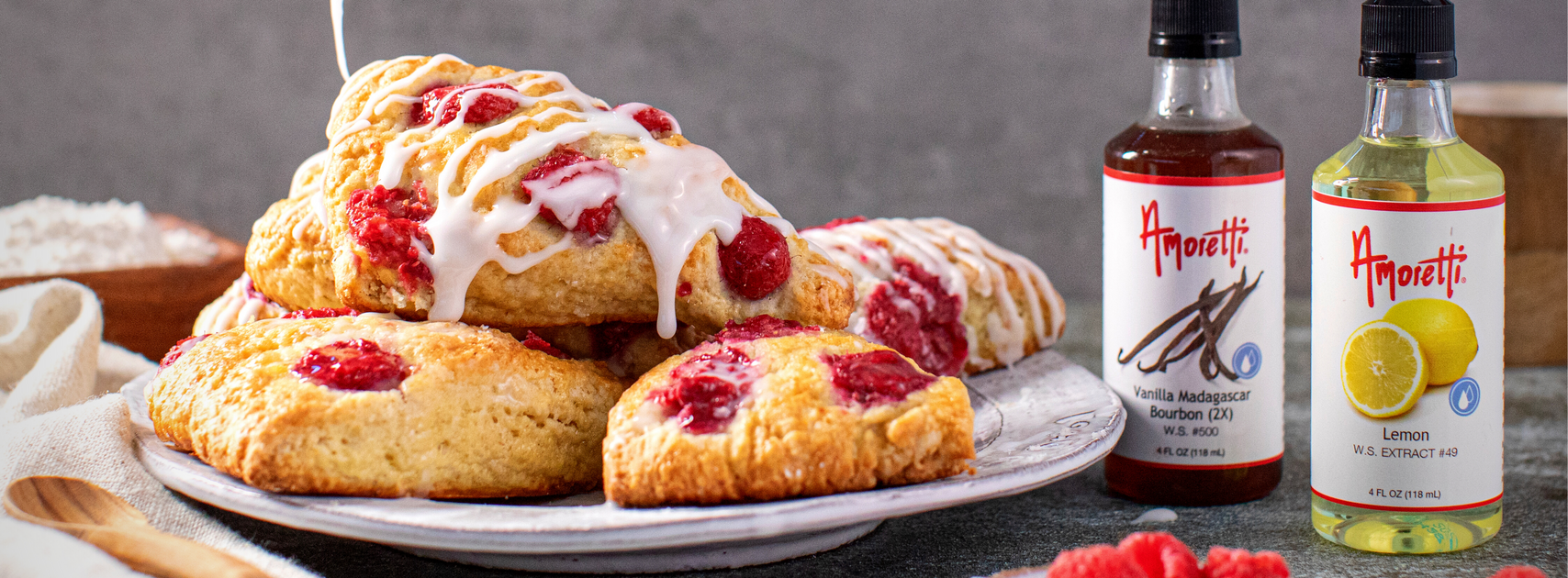 Raspberry Scones with Lemon Glaze — Amoretti