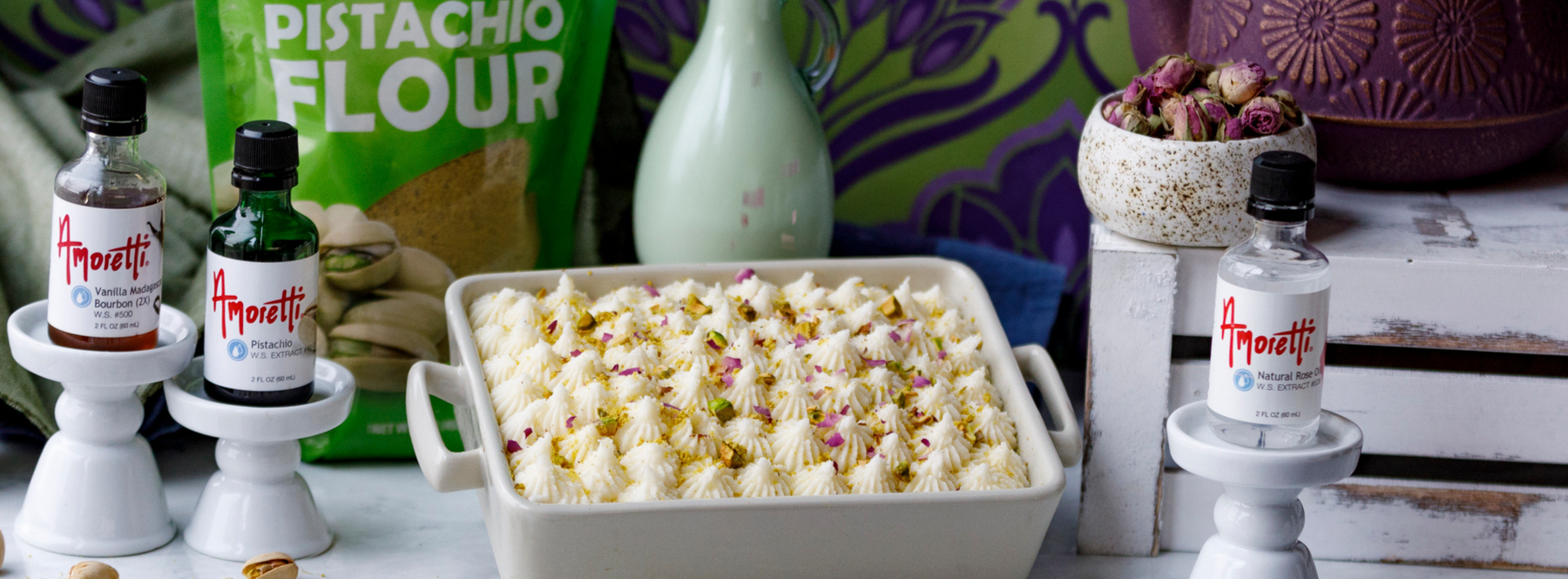 Pistachio Tres Leches with Ricotta Rose Cream