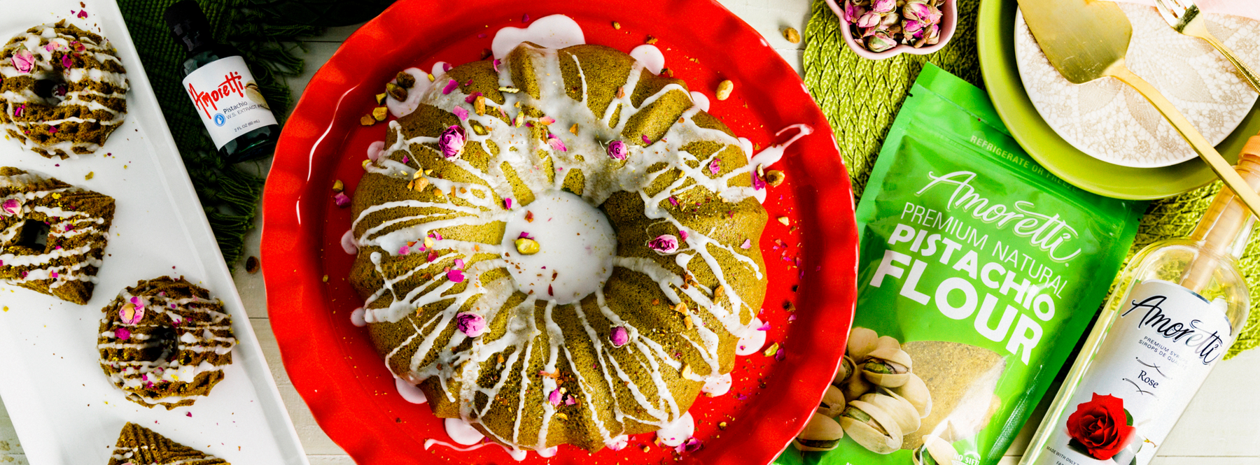 Gluten Free Pistachio Rose Mini Bundt Cake by Nicole Derseweh