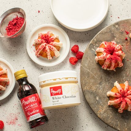 White Chocolate Raspberry Mini Bundt Cakes
