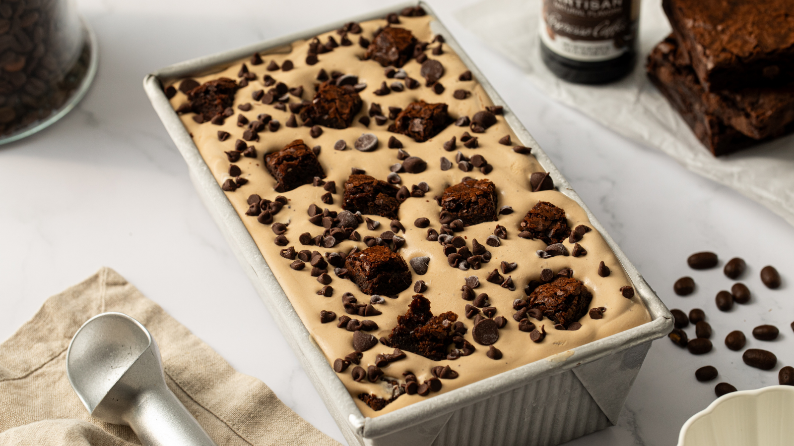 No-Churn Mocha Brownie Ice Cream