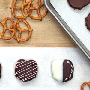 Chocolate Dipped Cookie Spread Pretzels