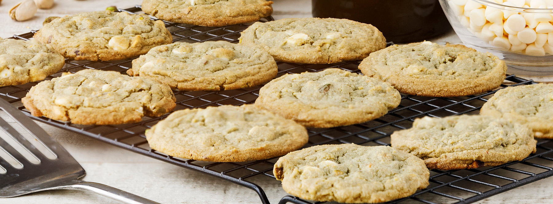 Pistachio White Chocolate Chip Cookies