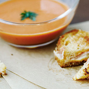 Grilled Cheese triangles and soup