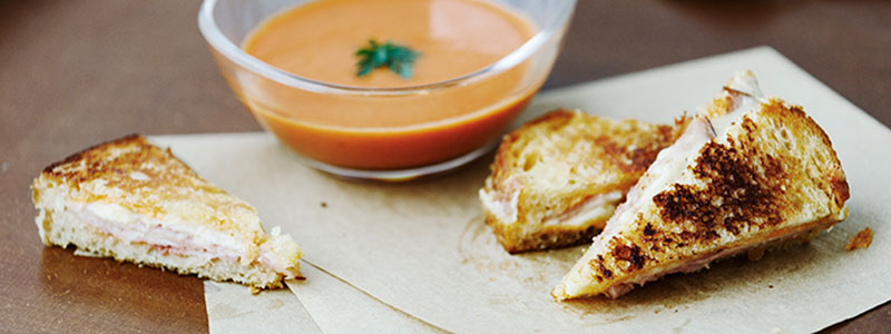 Grilled Cheese triangles and soup