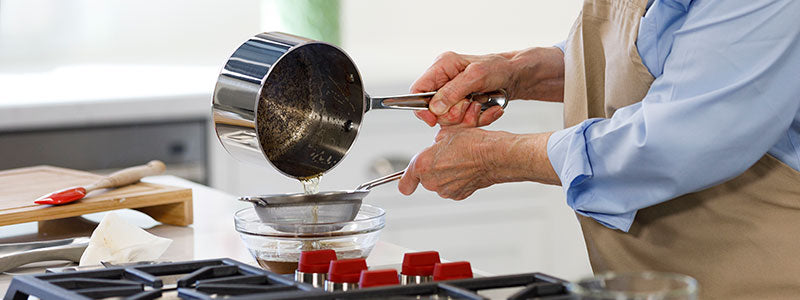 straining brown butter