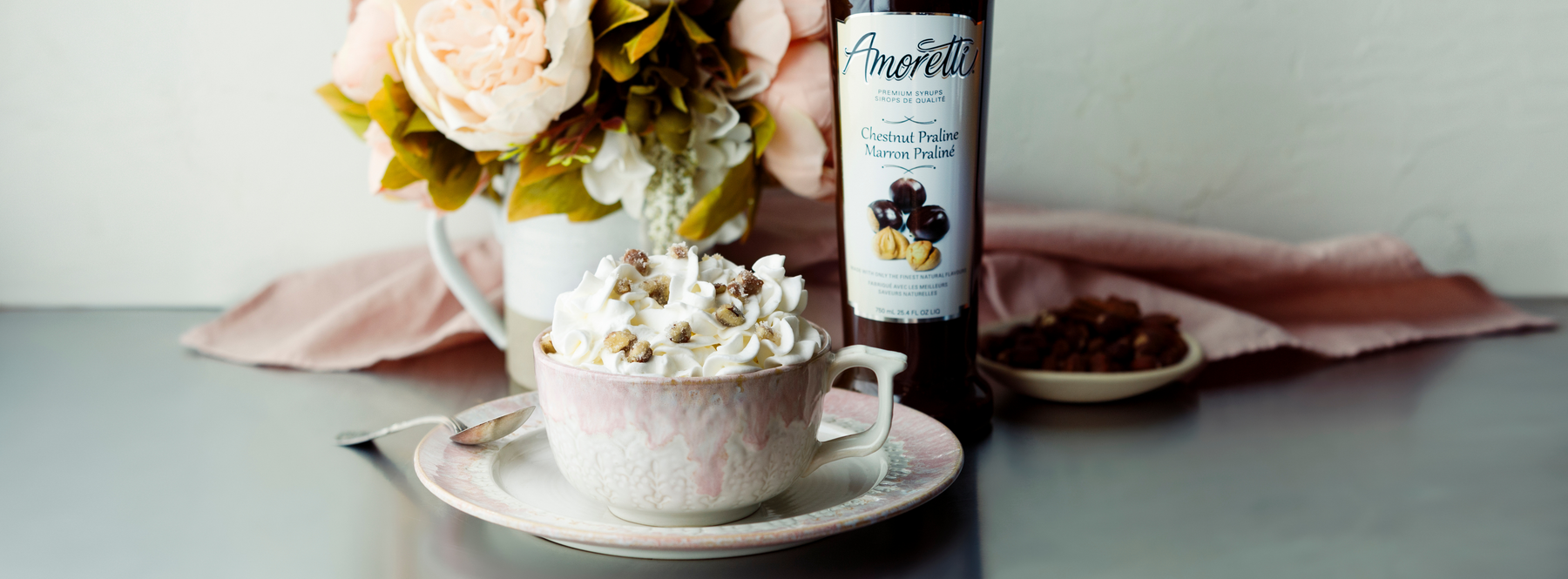 Chestnut Praline Latte with Praline Candy Topping