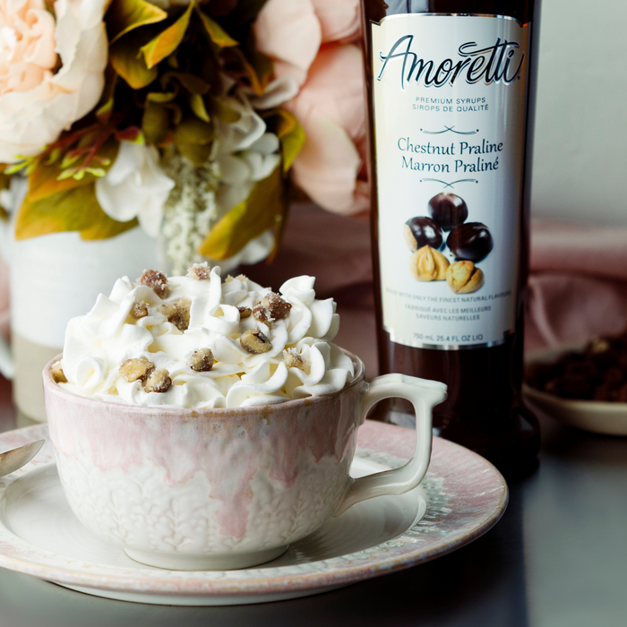 Chestnut Praline Latte with Praline Candy Topping