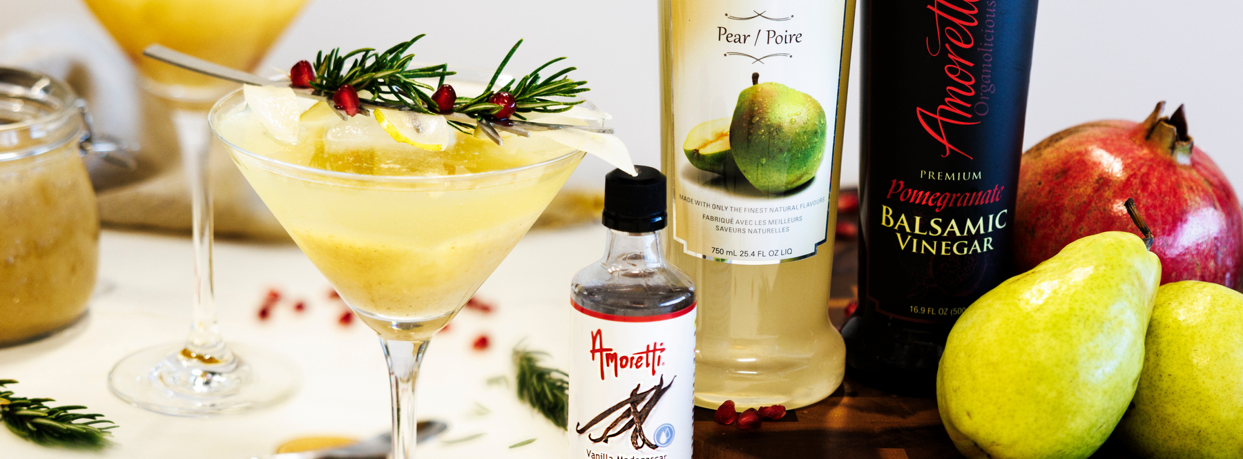 'Make-ahead' Honey Roasted Pear and Pom Cocktail