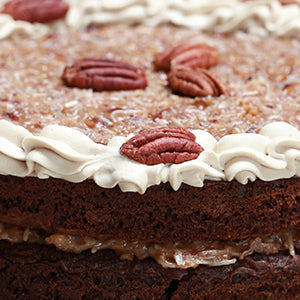 German Chocolate Cake loaded with pecans and coconut 