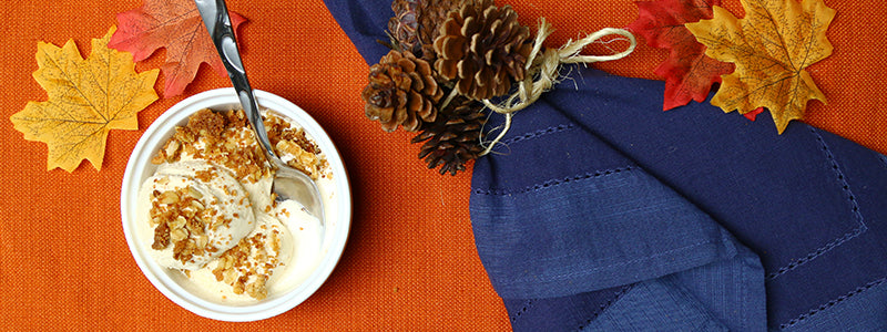 Maple Bacon Ice Cream with graham cracker oat streusel topping