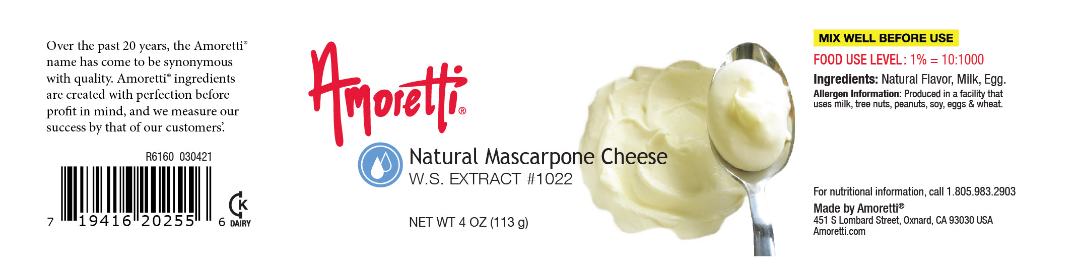 Natural Mascarpone Extract Water Soluble (dairy)