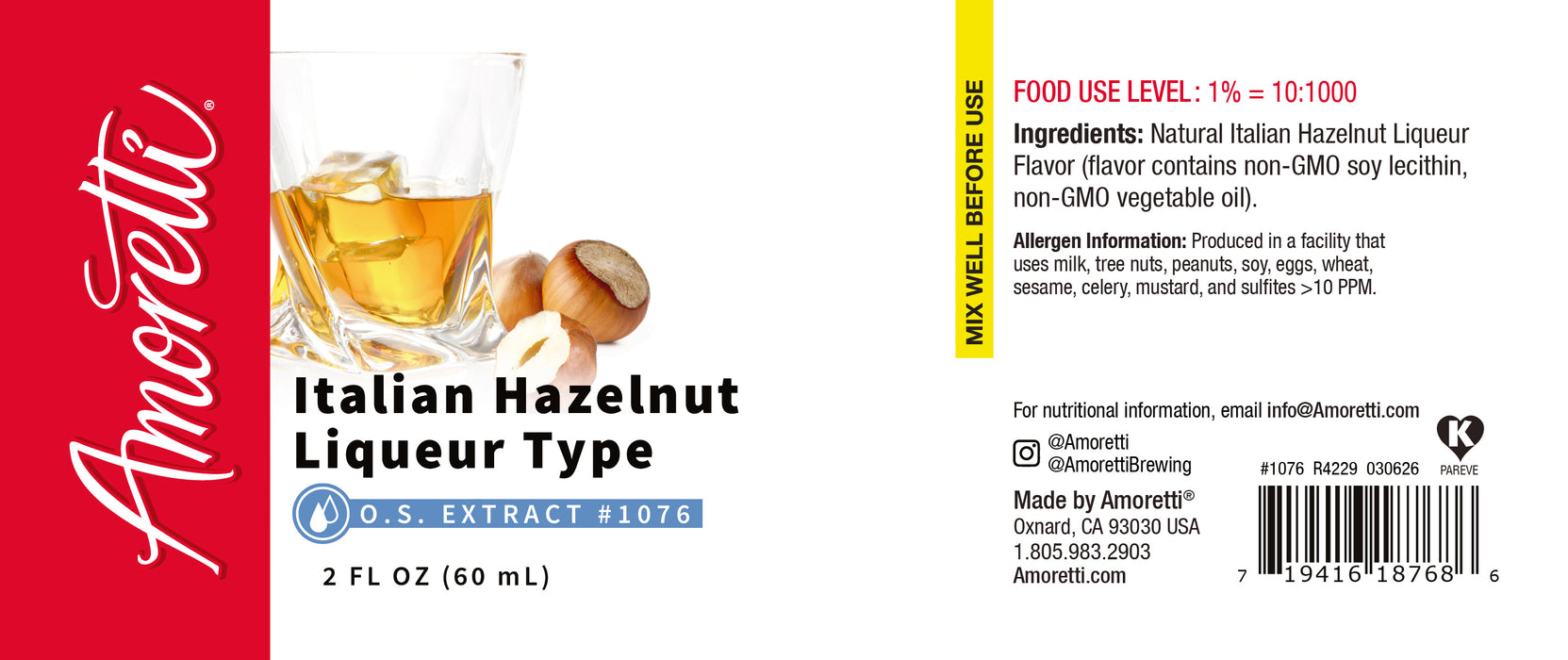 Italian Hazelnut Liqueur Type Extract Oil Soluble