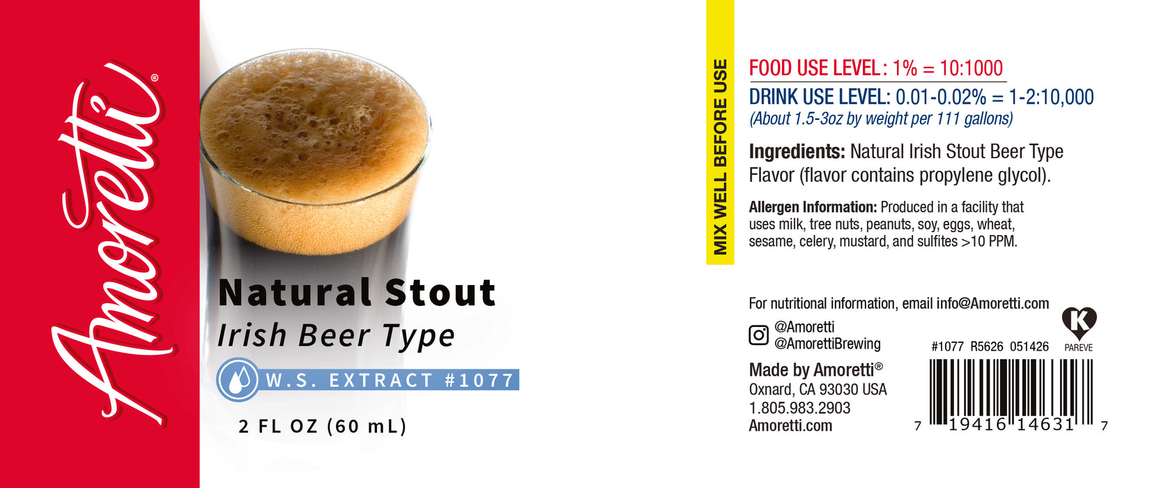Natural Irish Stout Beer Type Extract Water Soluble