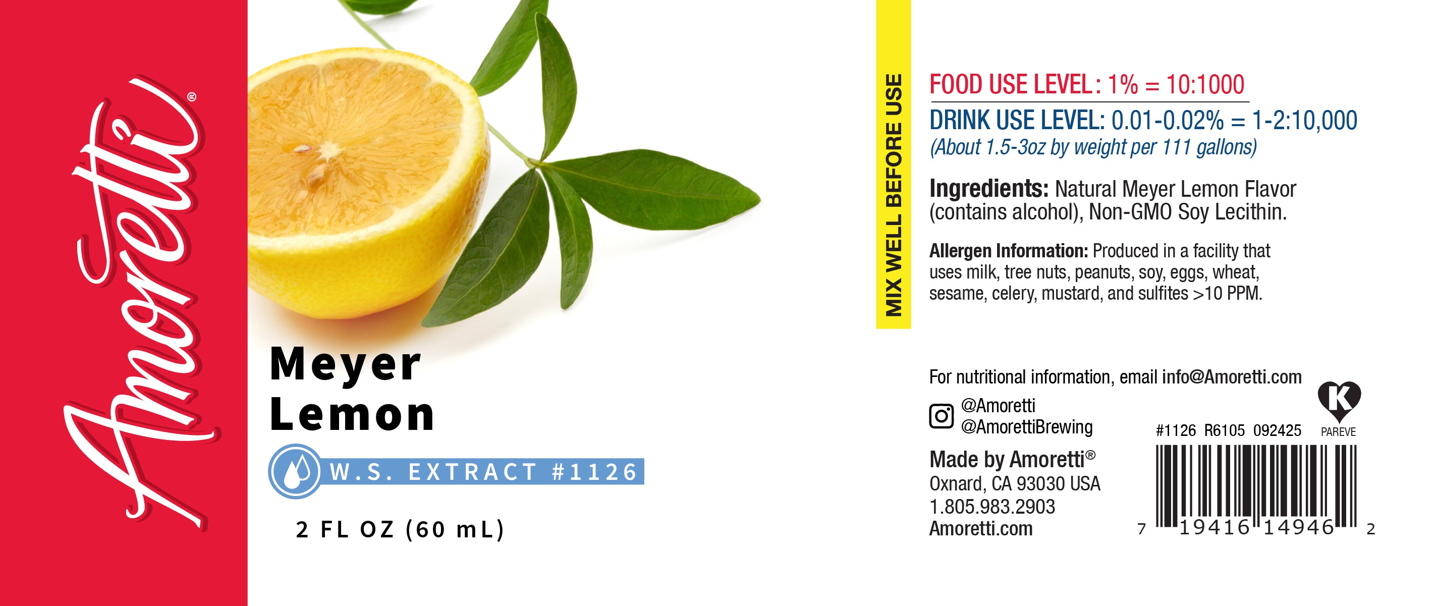 Meyer Lemon Extract Water Soluble — Amoretti