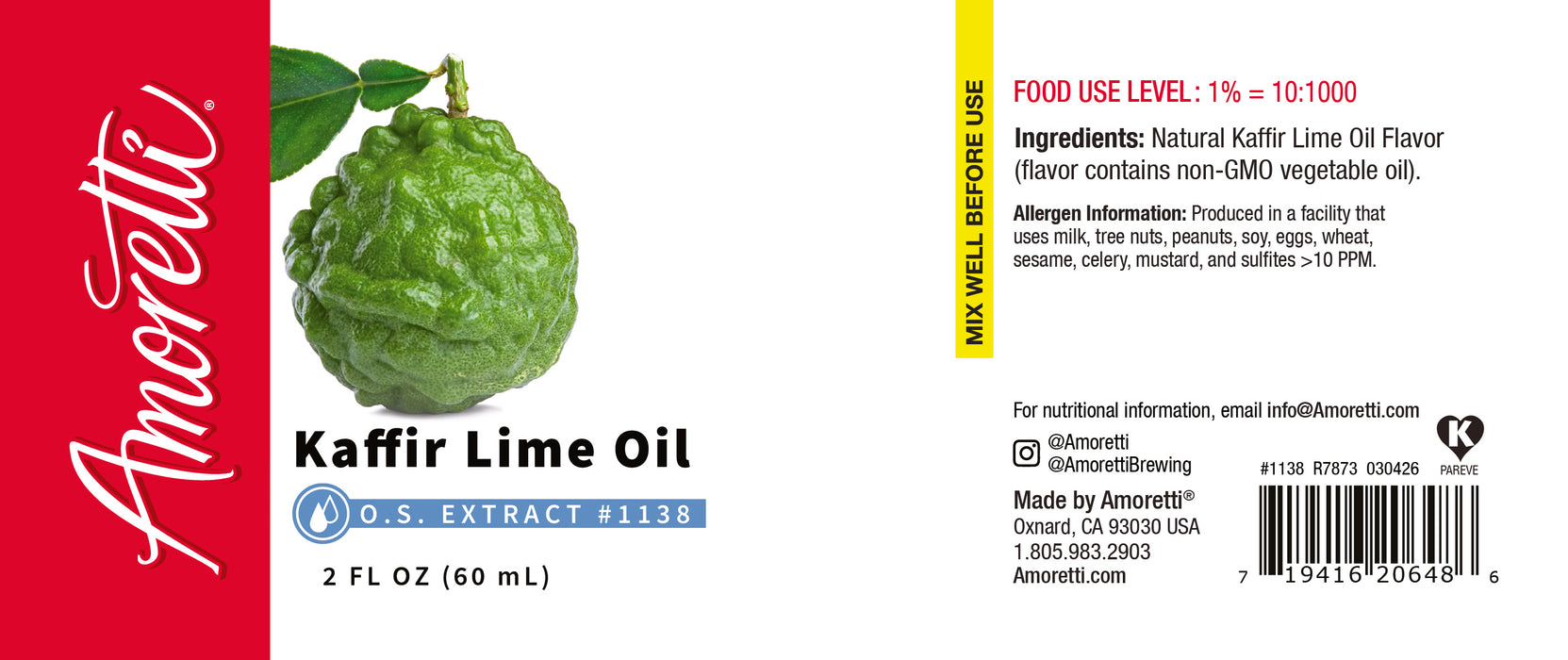 Kaffir Lime Oil Extract Oil Soluble