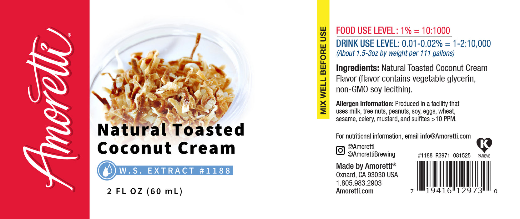 Natural Toasted Coconut Cream Extract Water Soluble