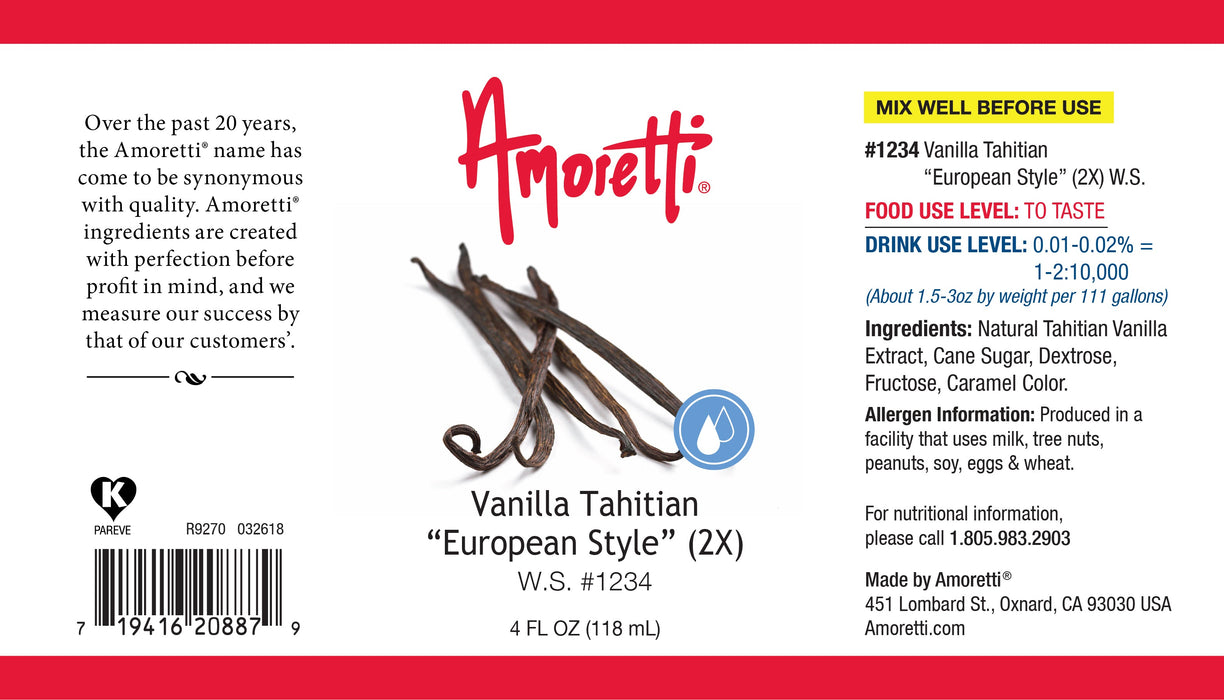 Vanilla Tahitian "European Style" Water Soluble 2X