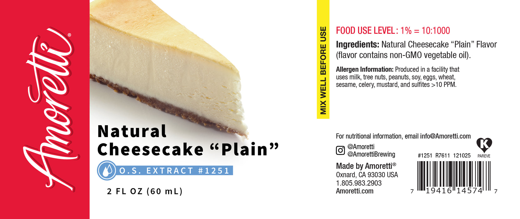 Natural Cheesecake "Plain" Extract Oil Soluble