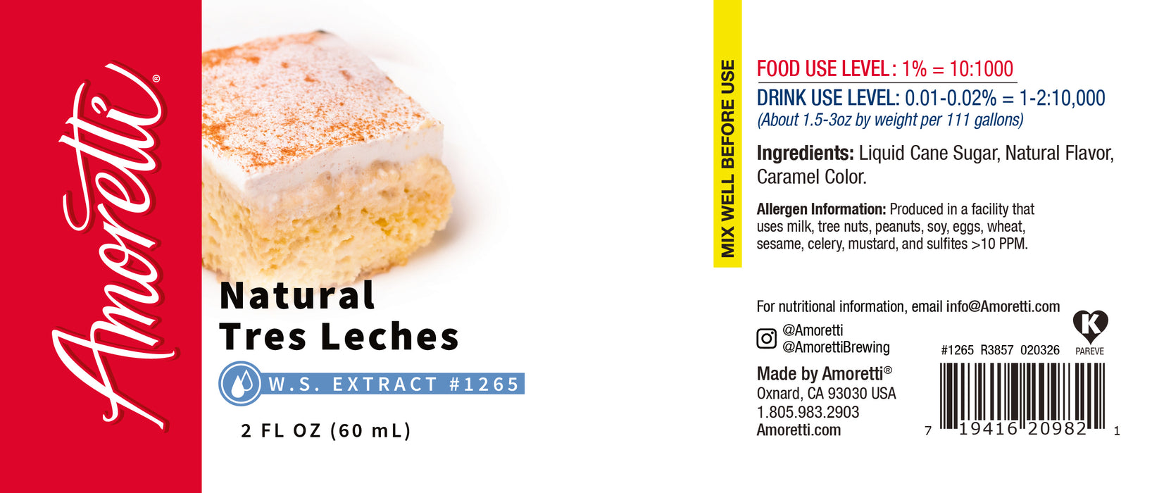Natural Tres Leches Extract Water Soluble