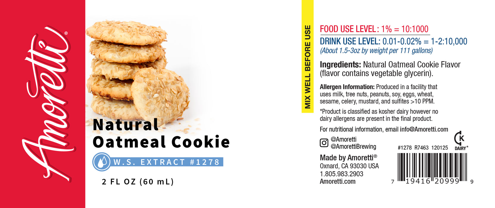 Natural Oatmeal Cookie Extract Water Soluble