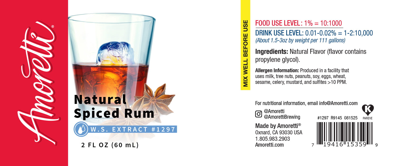 Natural Spice Rum Extract Water Soluble