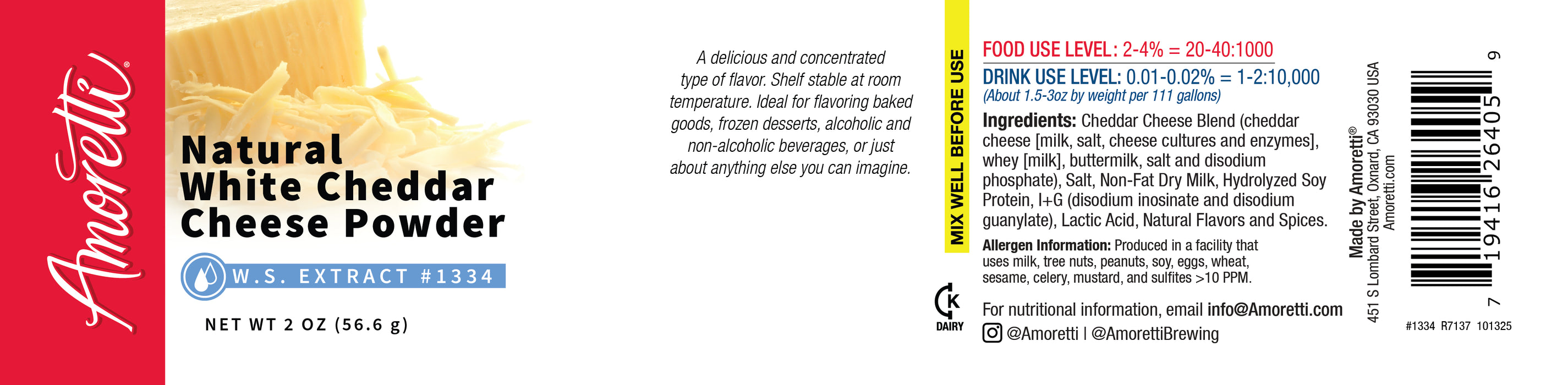 Natural White Cheddar Cheese Extract Powder Water Soluble