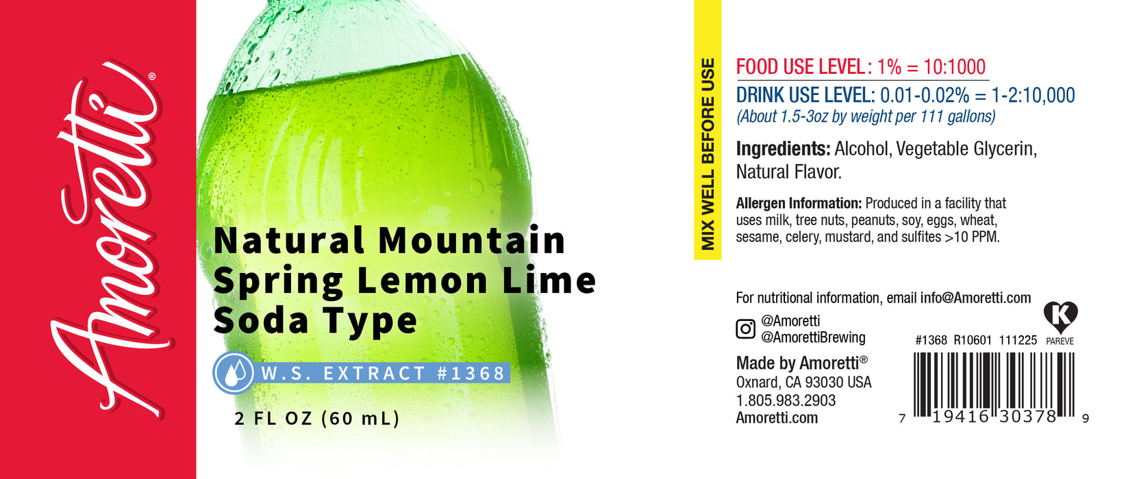Natural Mountain Spring Lemon Lime Soda Type Extract Water Soluble