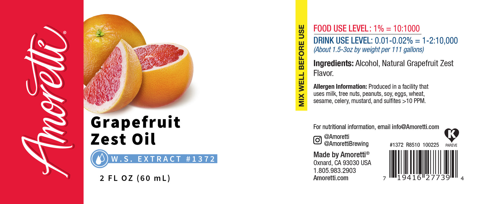 Natural Grapefruit Zest Oil Extract Water Soluble