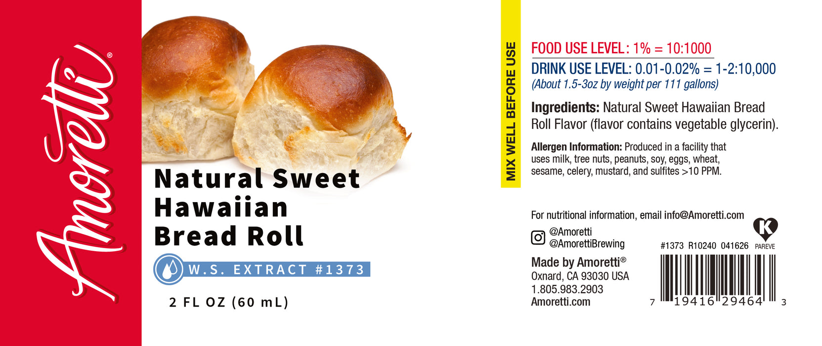 Natural Sweet Hawaiian Bread Roll Extract Water Soluble