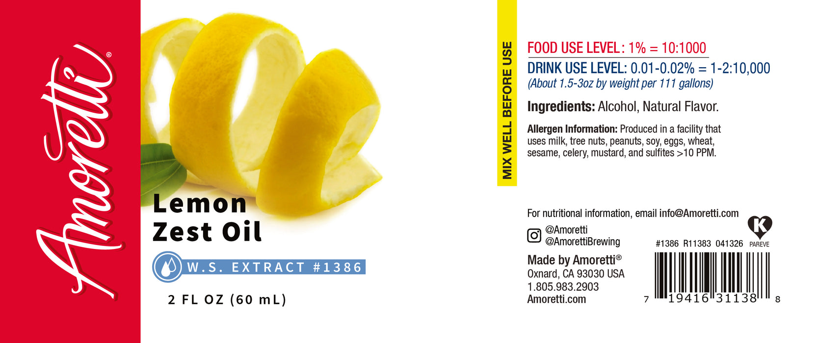 Lemon Zest Oil Extract Water Soluble