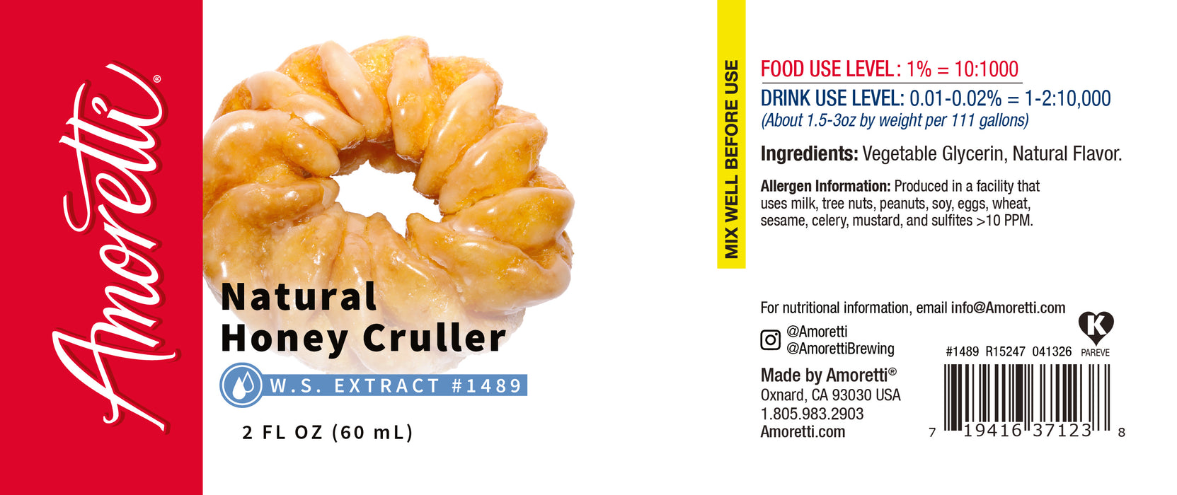 Natural Honey Cruller Extract Water Soluble