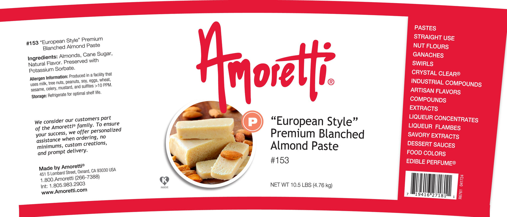 "European Style" Premium Blanched Almond Paste (natural flavors)