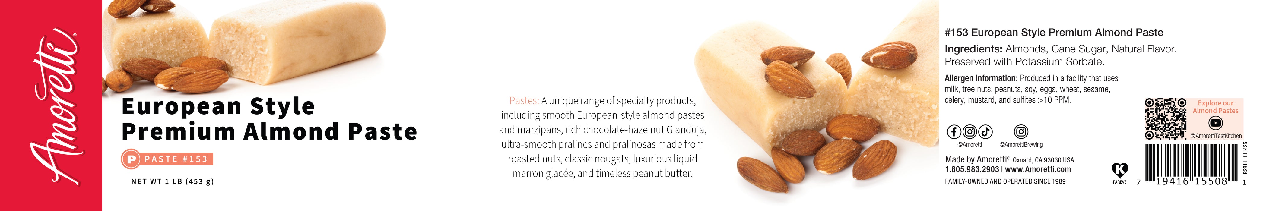 "European Style" Premium Blanched Almond Paste (natural flavors)