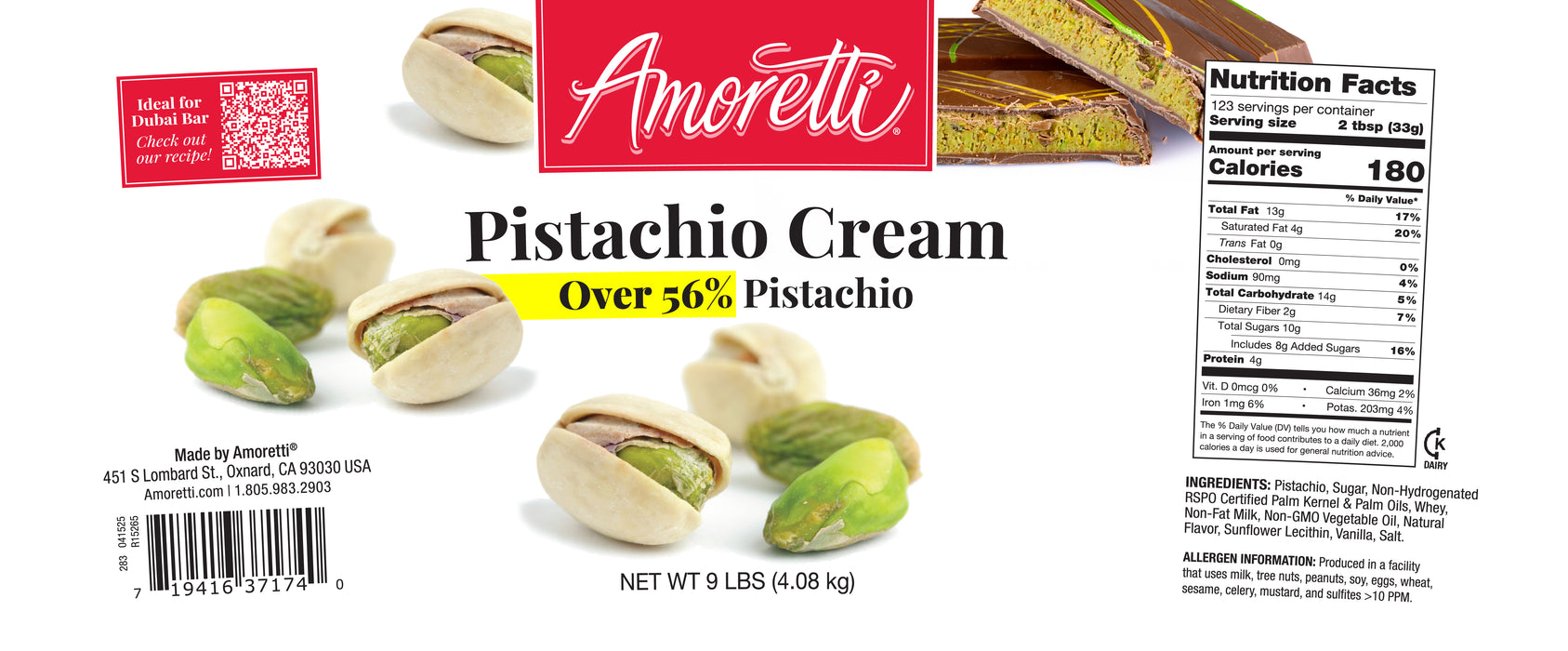 Pistachio Cream (Over 56% Pistachios)