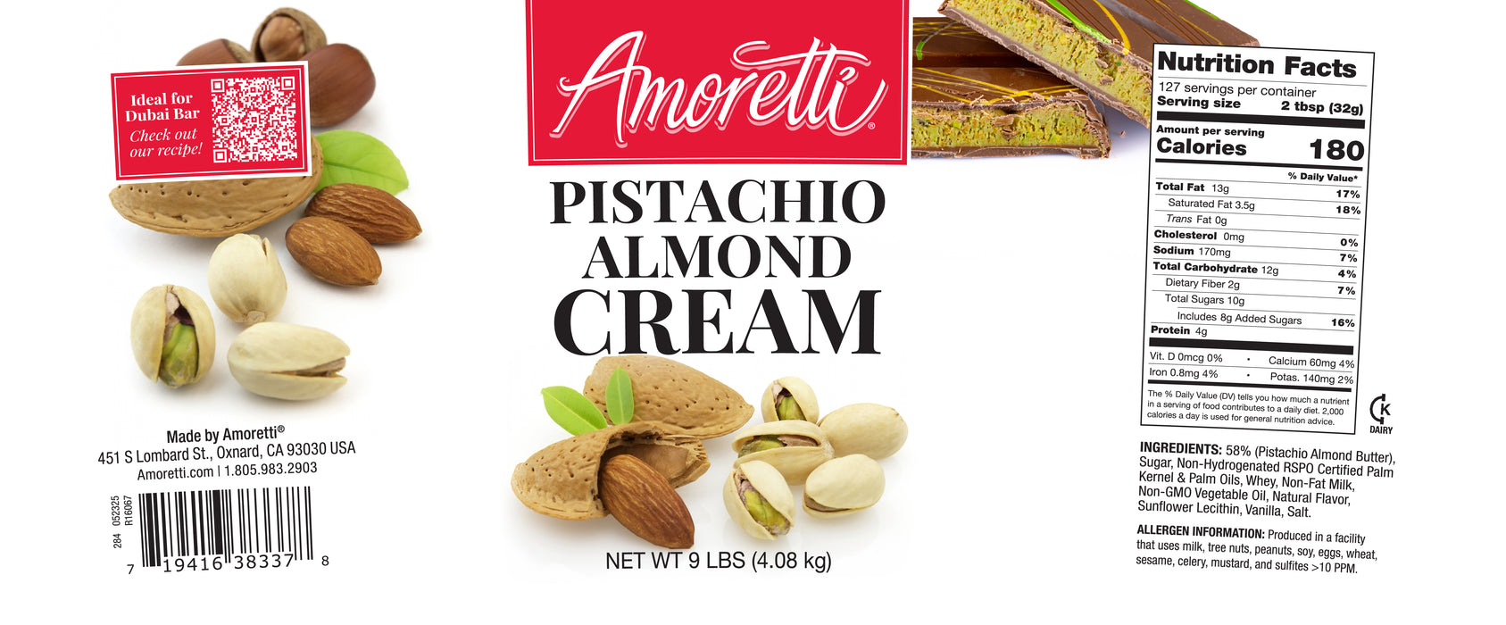 Pistachio Almond Cream (Over 58% Pistachios and Almond Butter)