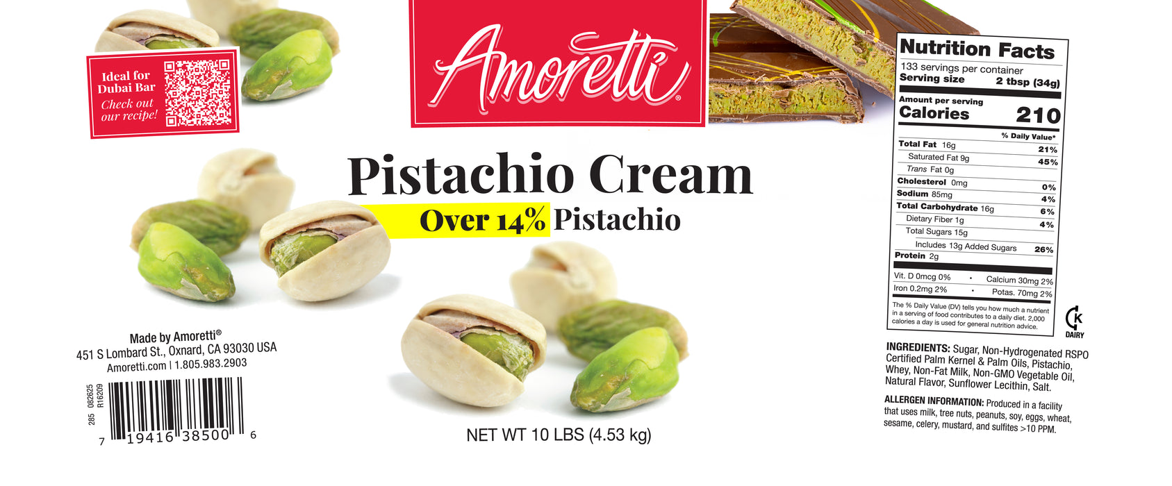 Pistachio Cream (Over 14% Pistachios)