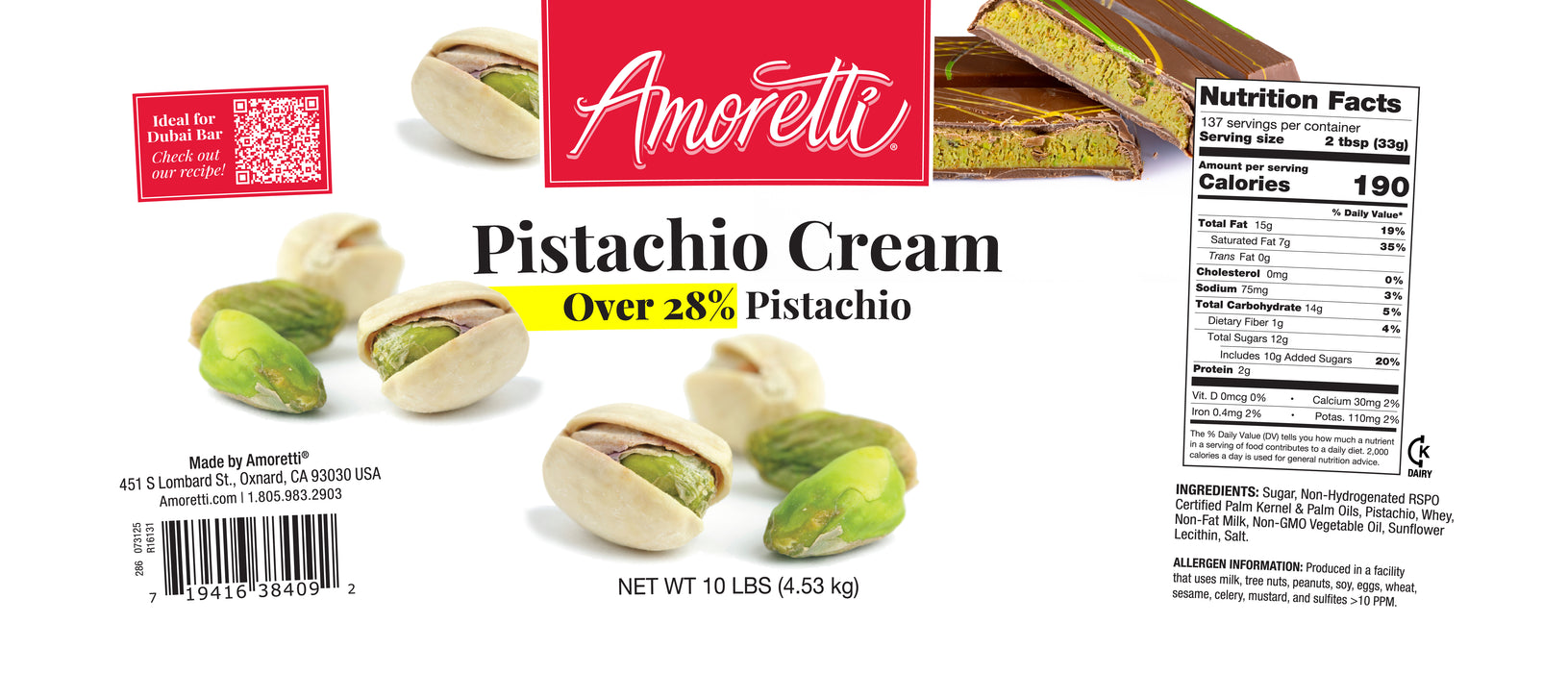 Pistachio Cream (Over 28% Pistachios)