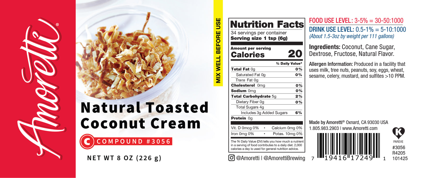 Natural Toasted Coconut Cream Compound