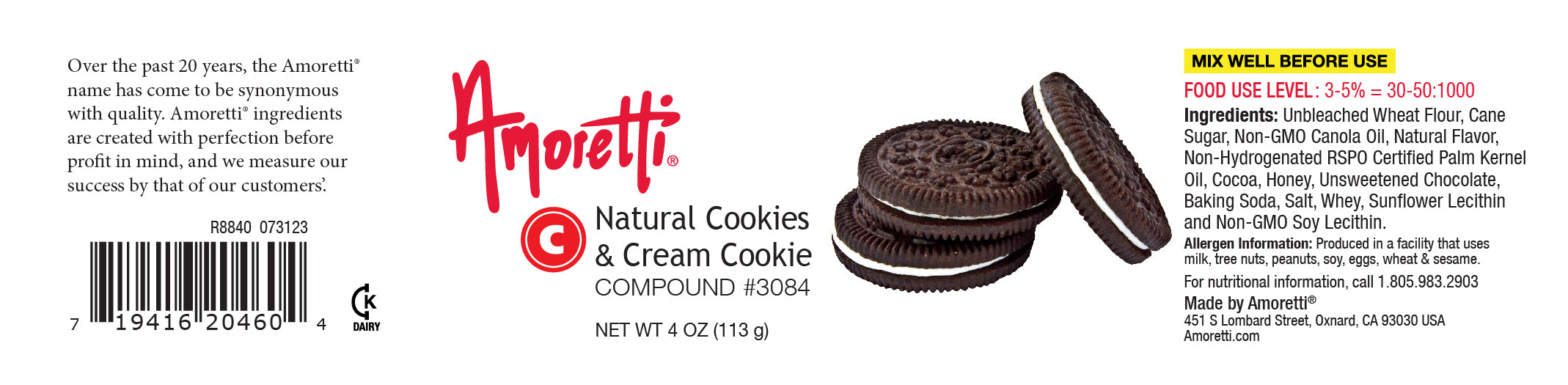 Natural Cookies & Cream Cookie Compound