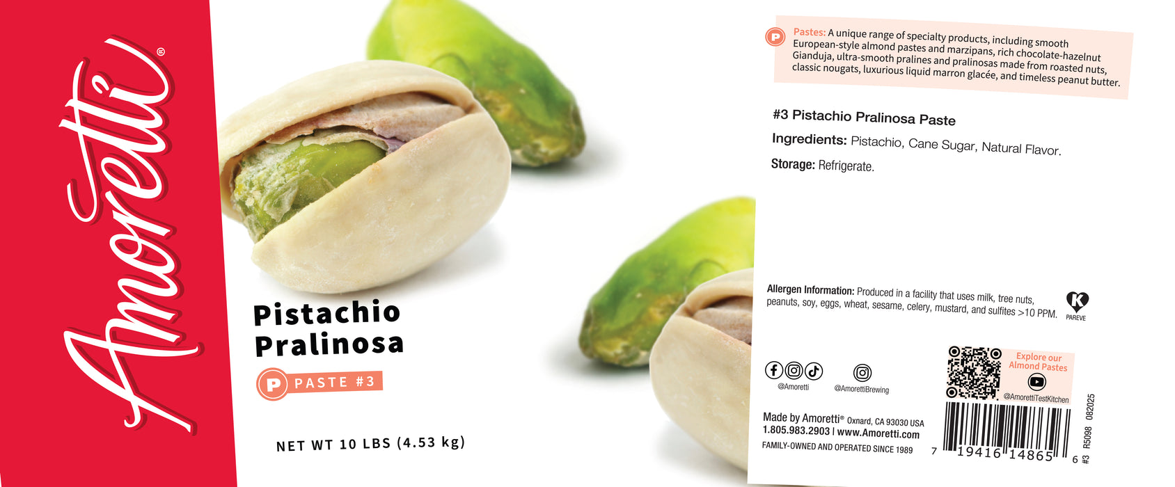 Pistachio Pralinosa (Over 71% Pistachios and Cane Sugar)
