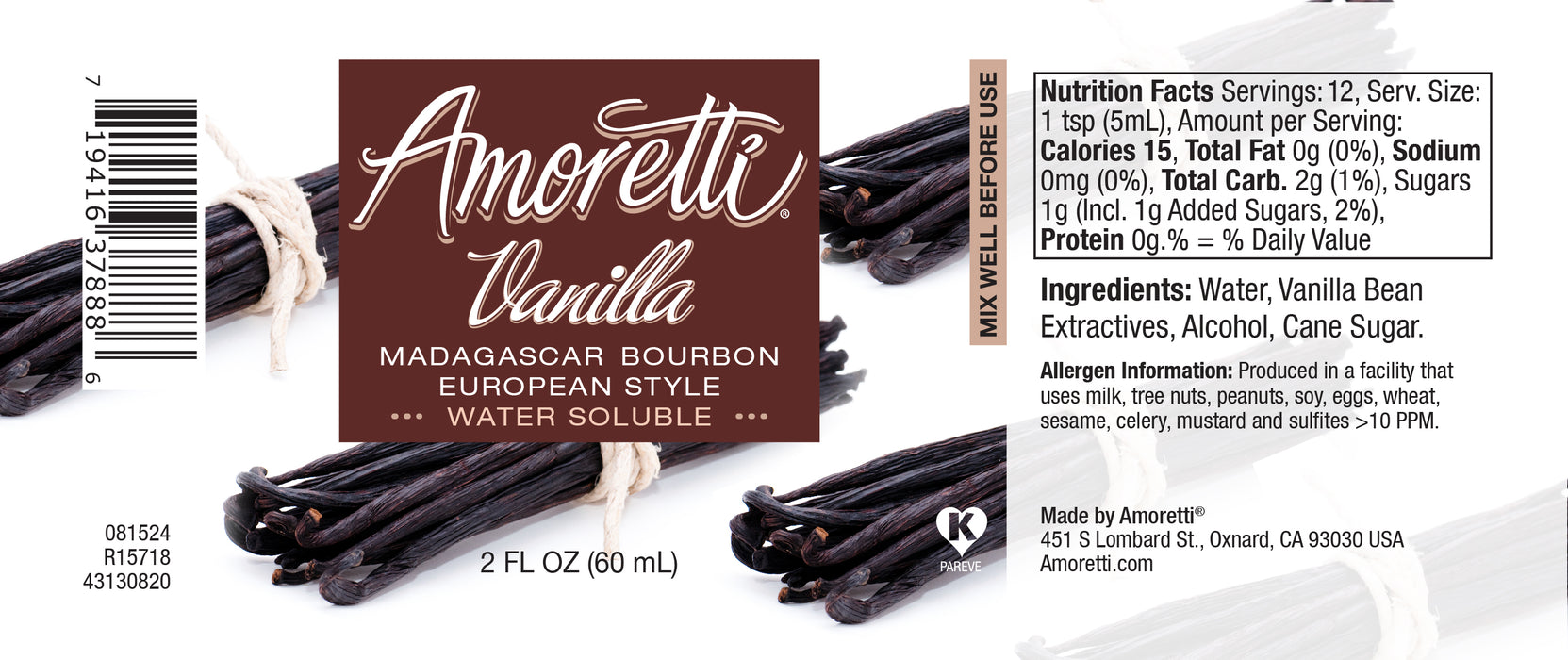 Vanilla Madagascar Bourbon European Style Extract W.S