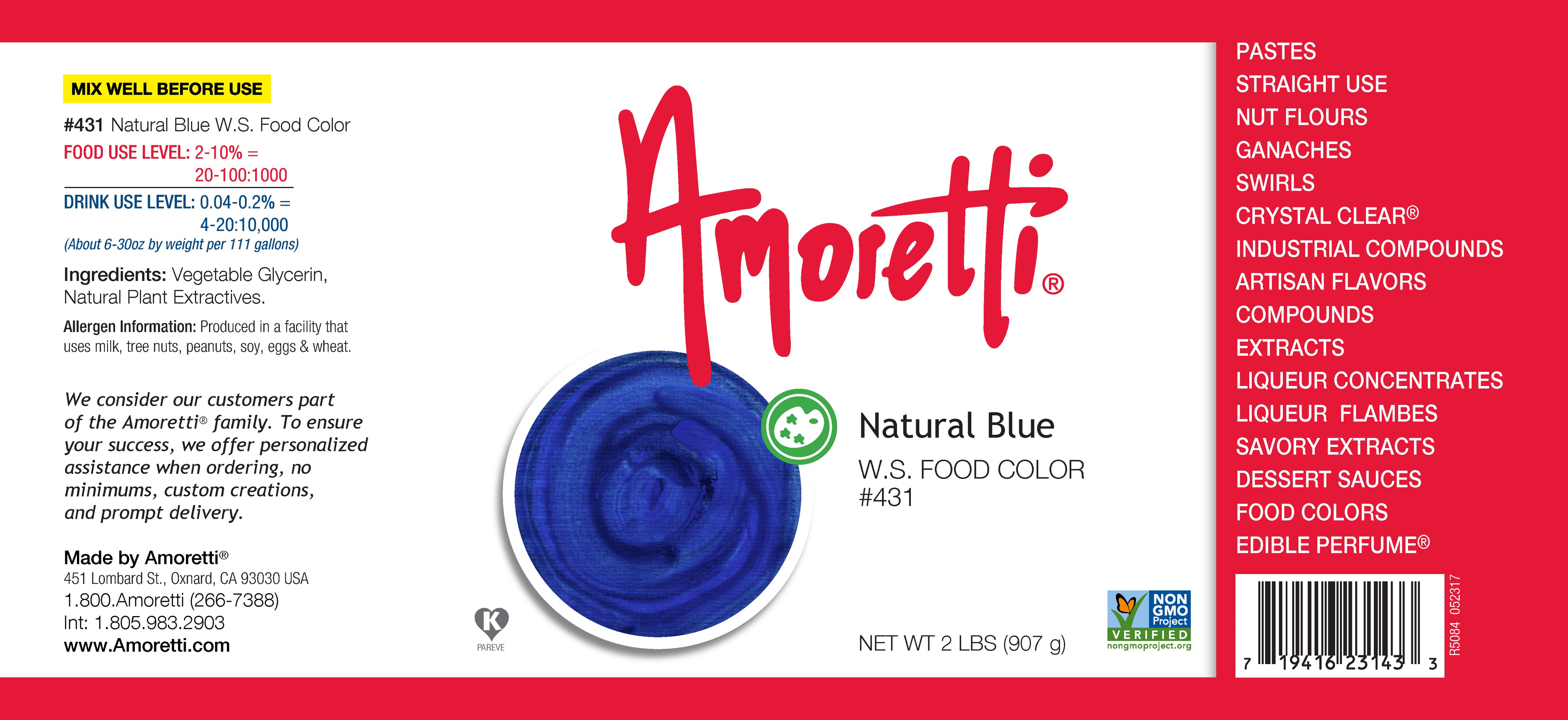 Natural Blue Food Color Water Soluble — Amoretti