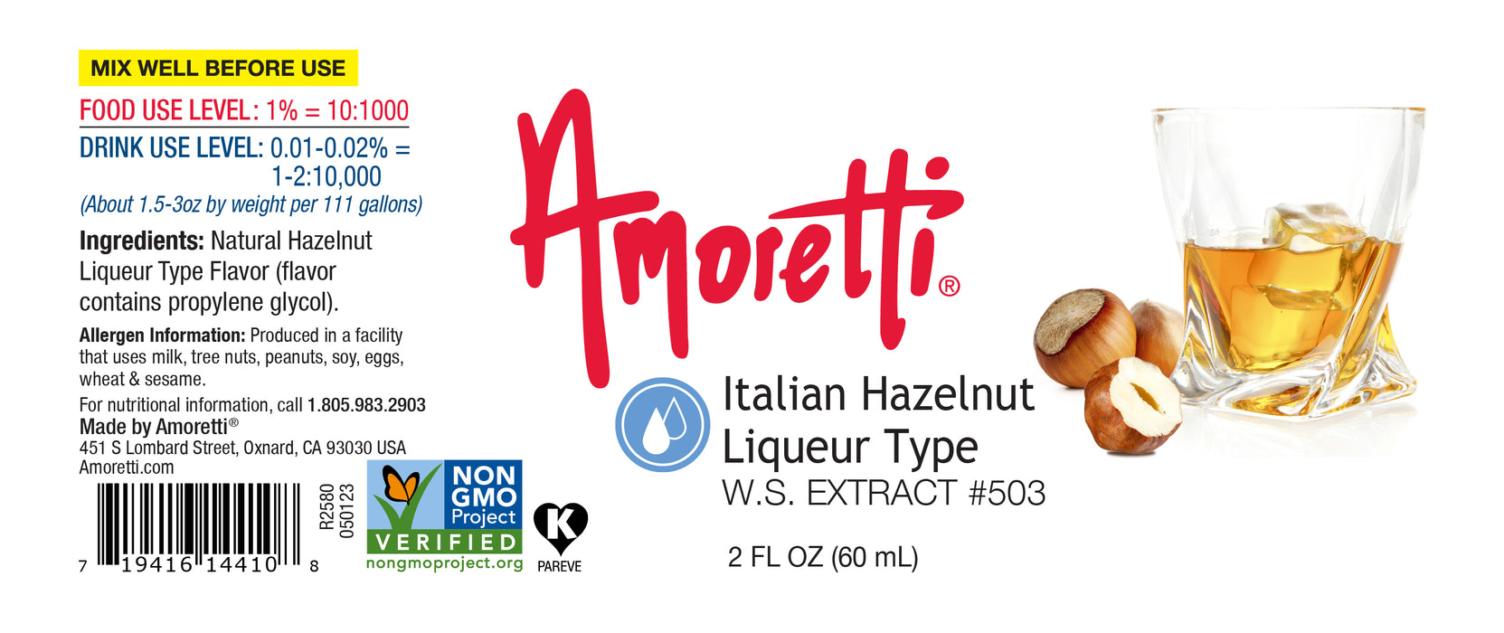 Italian Hazelnut Liqueur Type Extract Water Soluble