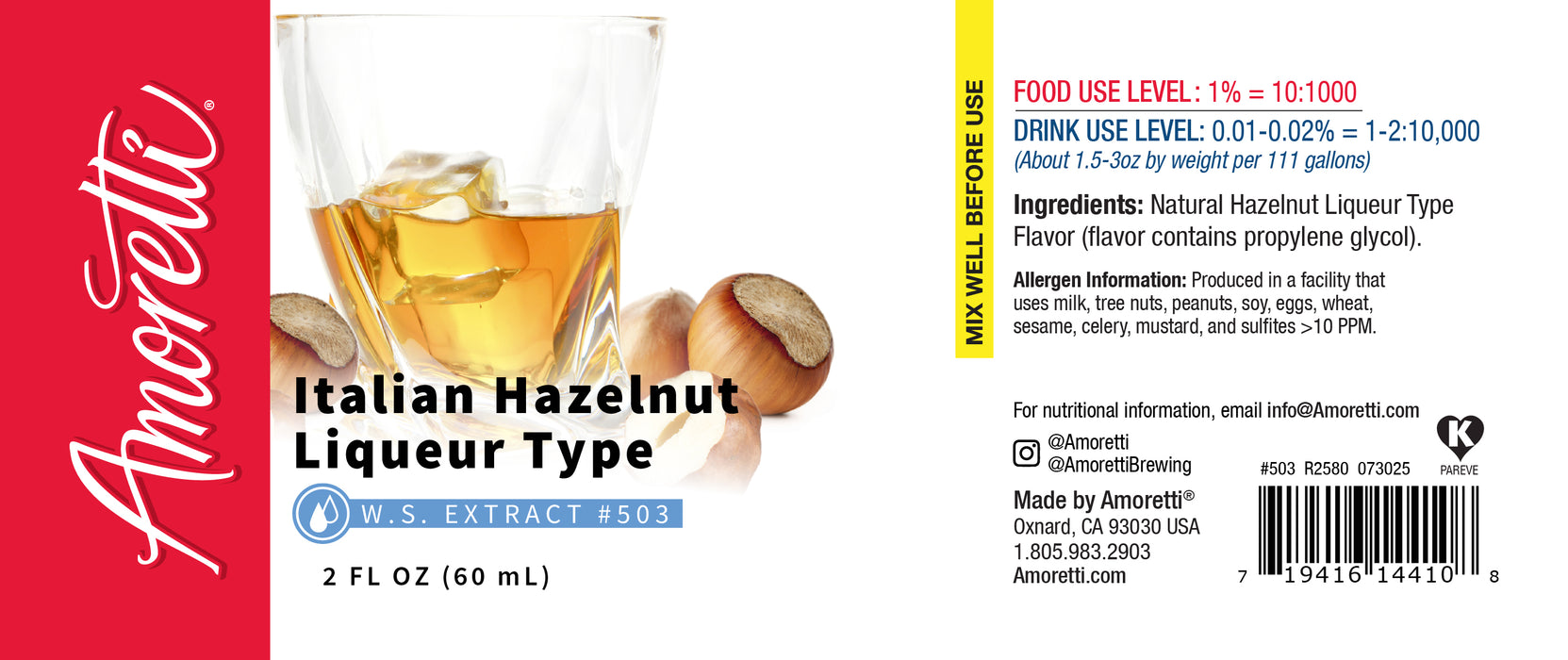 Italian Hazelnut Liqueur Type Extract Water Soluble