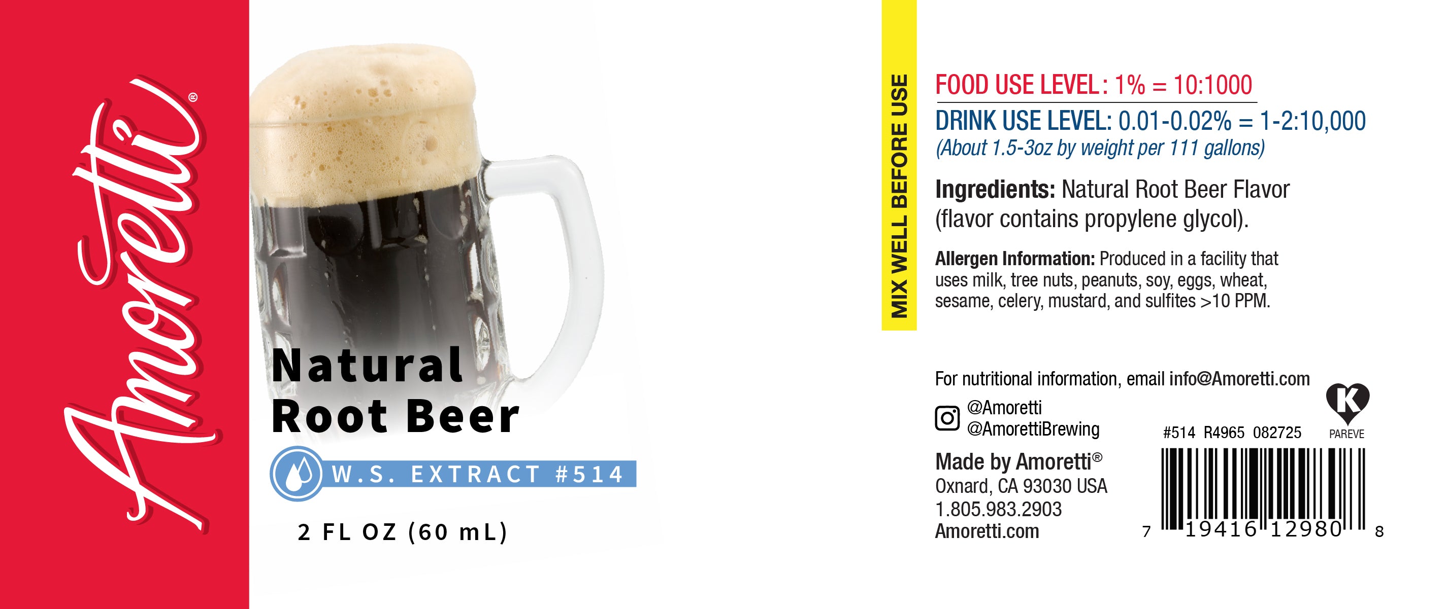 Natural Root Beer Extract Water Soluble — Amoretti